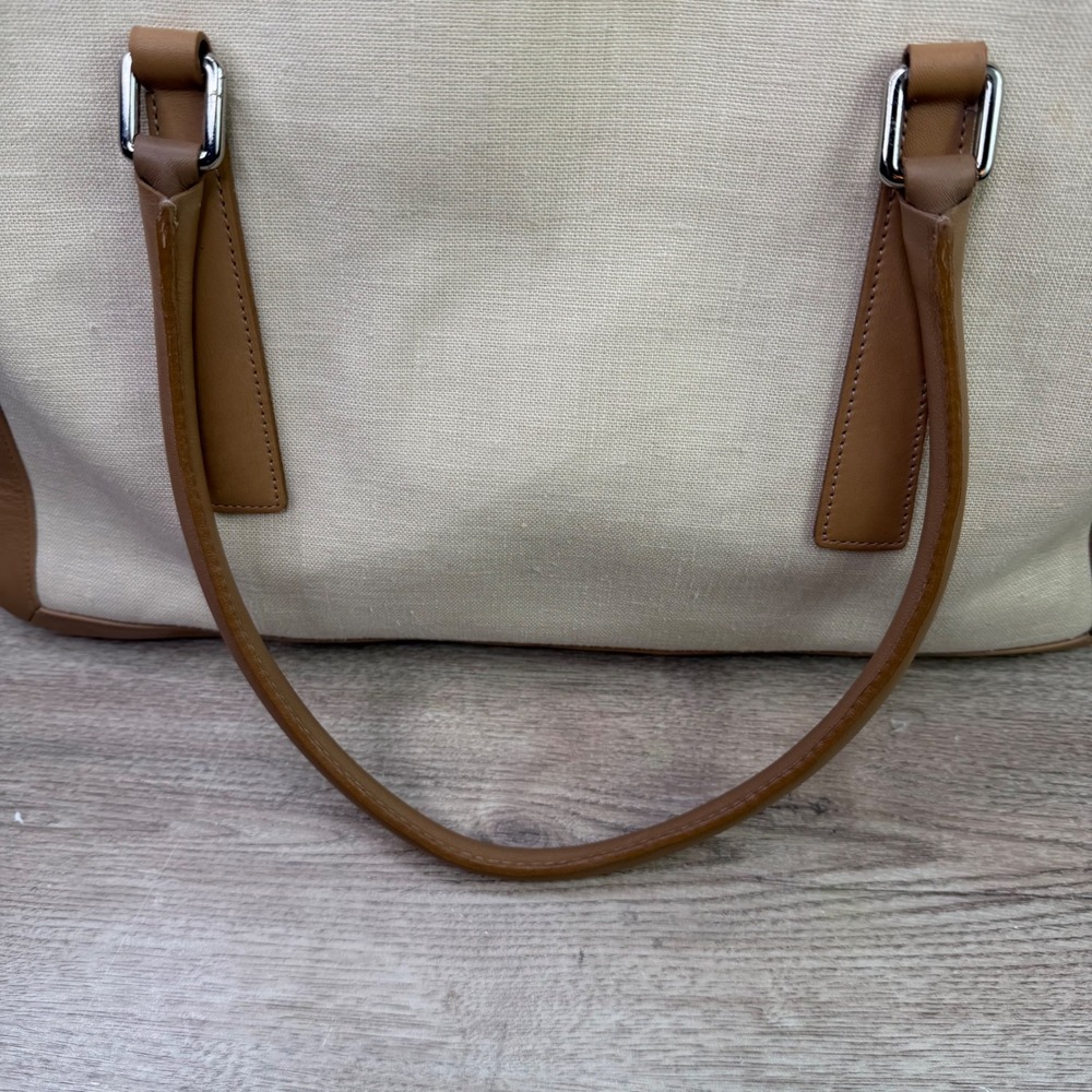 Vintage Coach Bonnies Legacy Linen Canvas Satchel Bag Camel 9435 - Picture 5 of 11